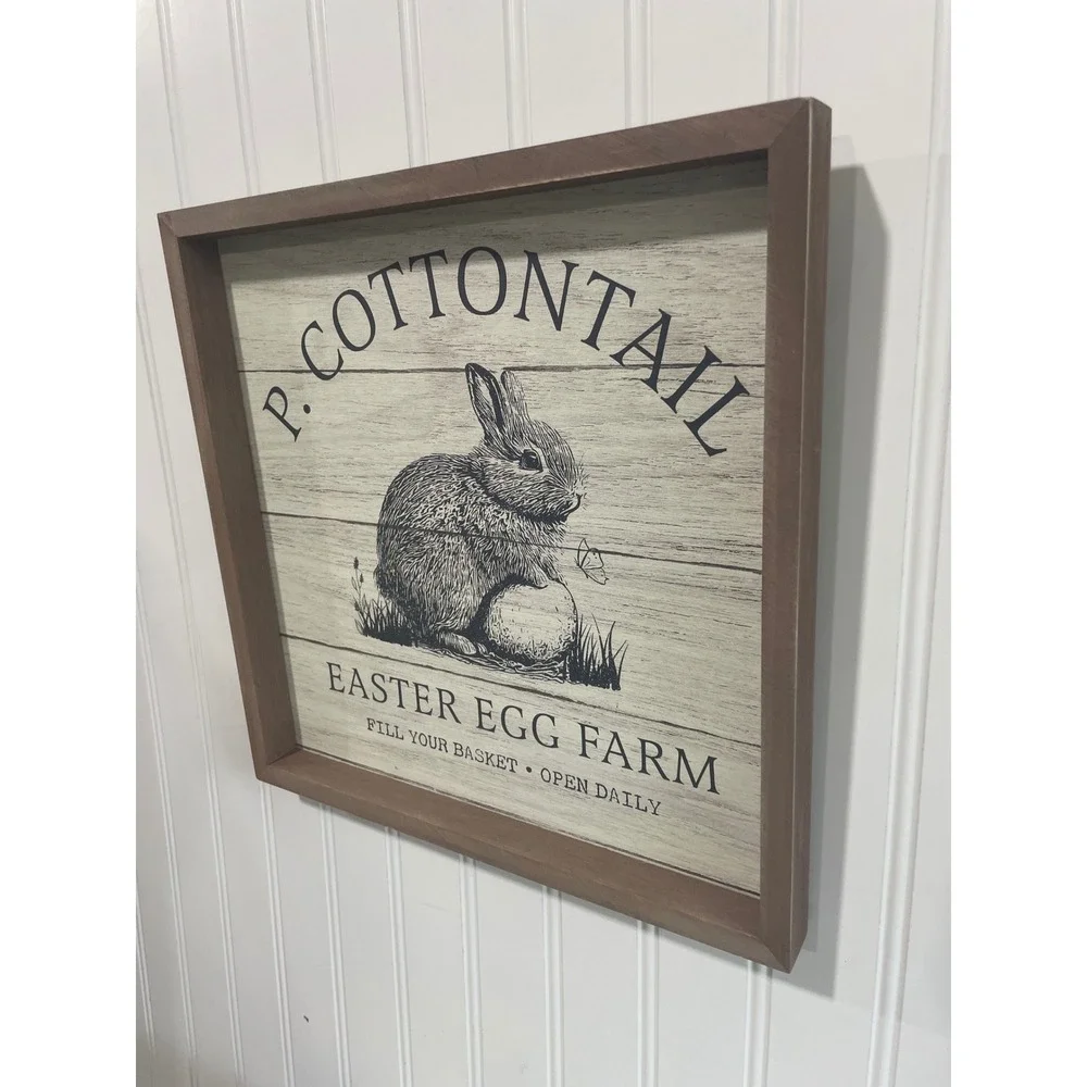 Col House Designs P Cottontail Easter Egg Farm Rustic Farmhouse Wall Sign 11.5in - Picture 2 of 9